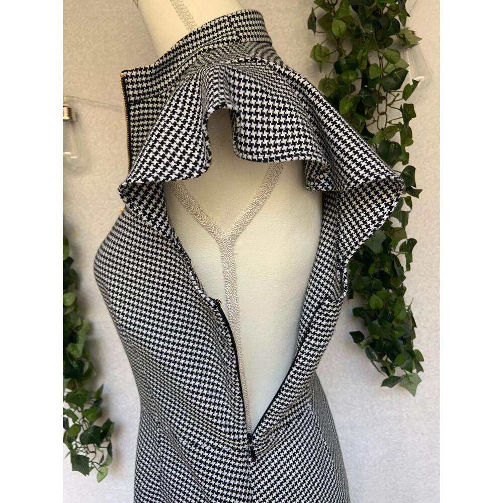 Rachel Zoe Black & White Shepherds check Flutter Sleeve Aline Dress Women's 6 - Picture 10 of 12